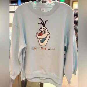 Large Walt Disney World 2025 Frozen Olaf Blue Sweatshirt Pullover